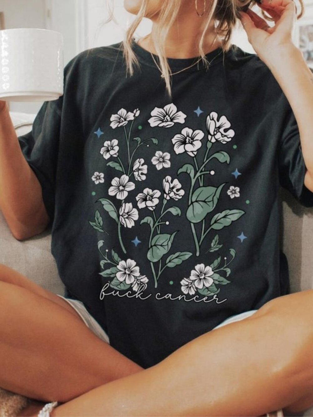 Y2K Cancer Awareness Graphic Tee, Breast & Childhood Support Shirt